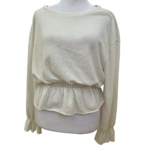 Zara Sweater with Gathered Waist and Gathered Sleeves in White Size S